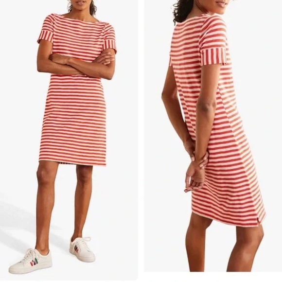 Boden Dresses & Skirts - Boden NEW Darsey Striped Tshirt Dress Red/Ivory Size 12